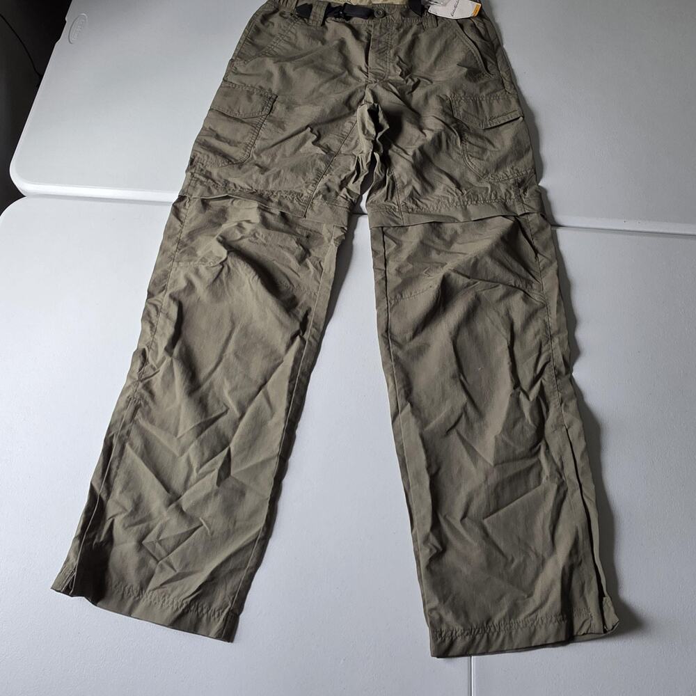 Eddie Bauer Travex Convertible Pants Mens 34x34 Green Nylon Cargo Travel Hiking
